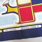 Hermes Carre 90 les Coupe Scarf Large Silk Navy All Over Pattern Logo — view 3
