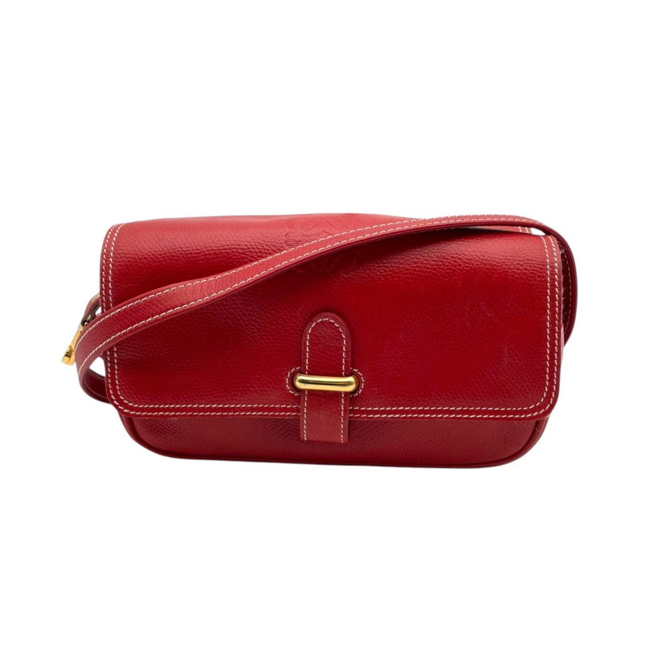 Loewe Anagram Shoulder Bag Pochette Crossbody Leather Red Gold Vintage Retro — view 2