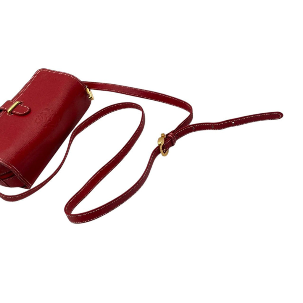 Loewe Anagram Shoulder Bag Pochette Crossbody Leather Red Gold Vintage Retro — view 5