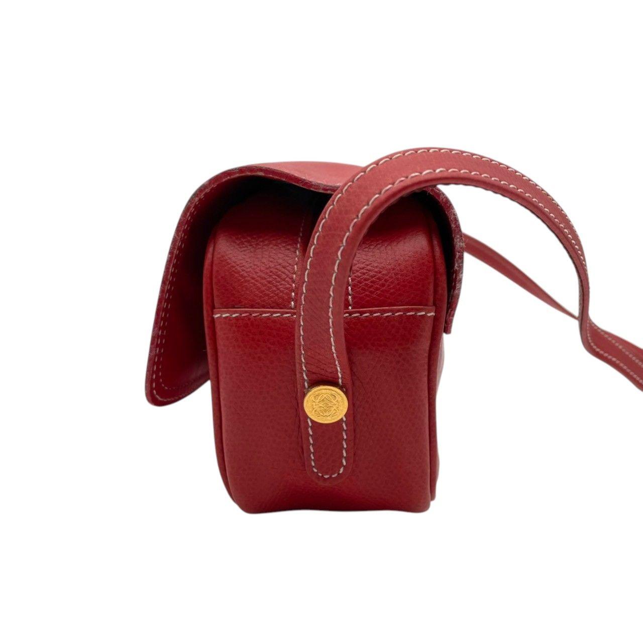 Loewe Anagram Shoulder Bag Pochette Crossbody Leather Red Gold Vintage Retro — view 6