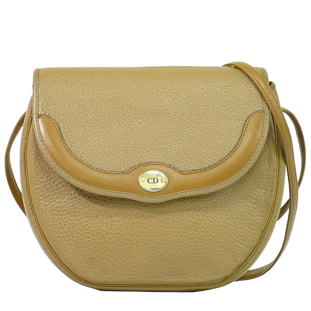 Dior Leather Shoulder Bag Pochette Beige