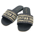 Dior Sandals Dway Slide Embroidery Cotton Jacquard Navy