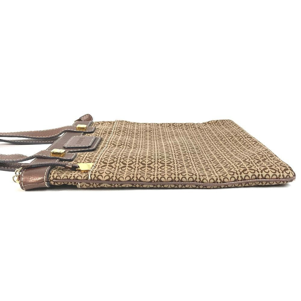 Loewe Shoulder Bag New Line Leather Canvas Brown — view 4