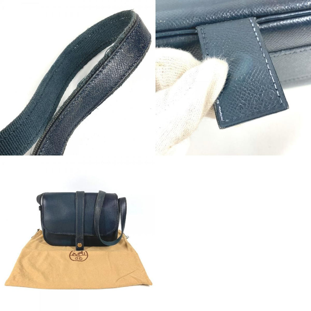 Hermes Shoulder Bag Noumea Leather Navy — view 9