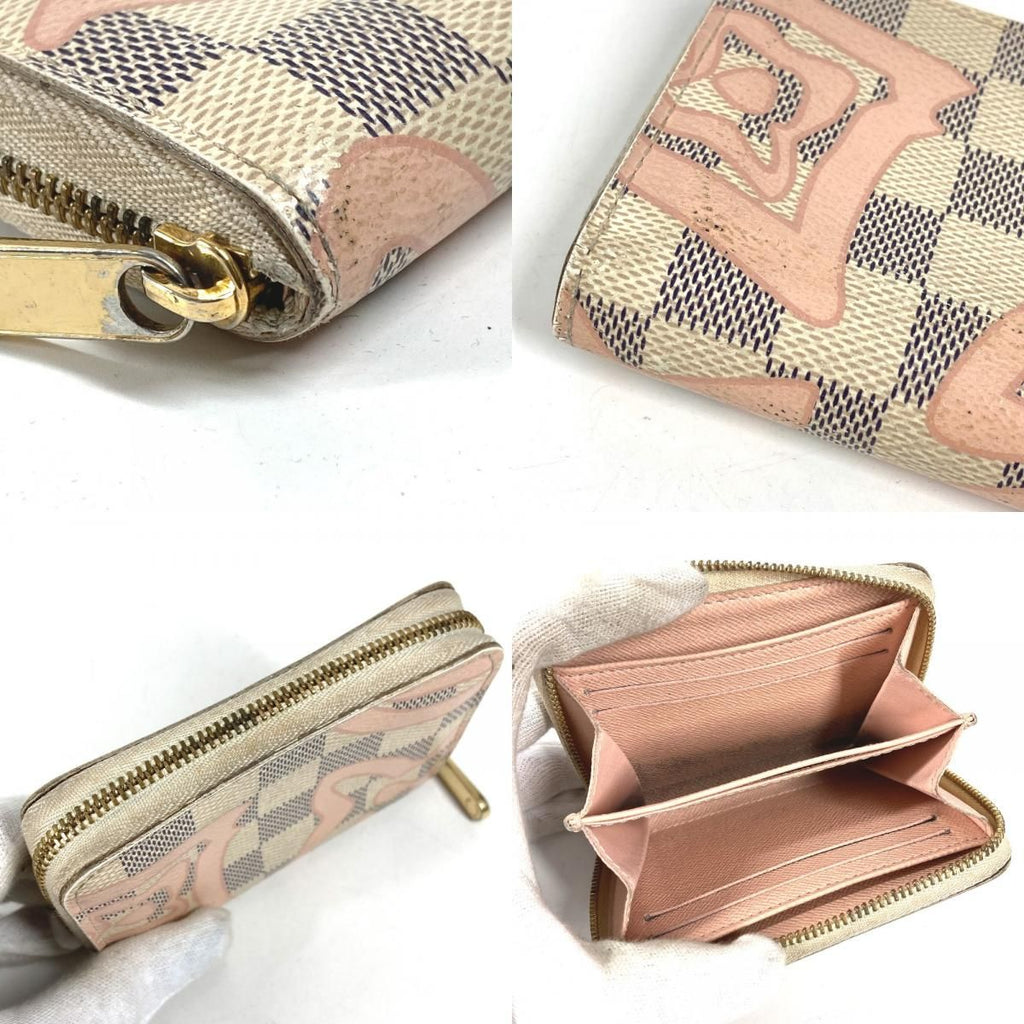 Louis Vuitton Coin Case Zippy Purse Damier Azur Canvas Pink — view 7