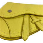 Dior Pouch Saddle CD Logo Charm Leather Yellow — view 2