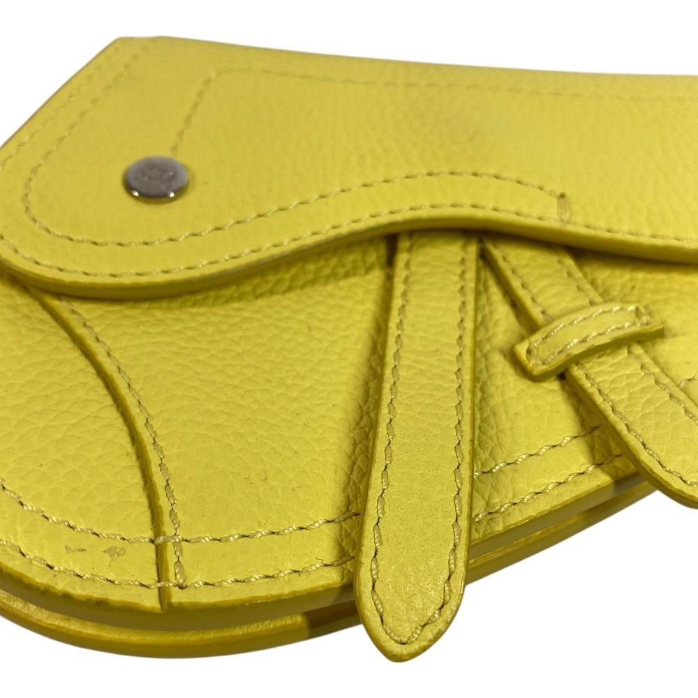 Dior Pouch Saddle CD Logo Charm Leather Yellow — view 2