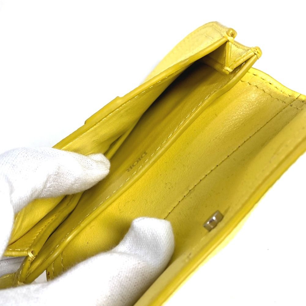 Dior Pouch Saddle CD Logo Charm Leather Yellow — view 8