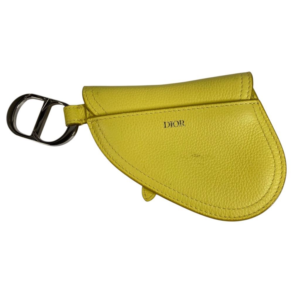Dior Pouch Saddle CD Logo Charm Leather Yellow — view 4