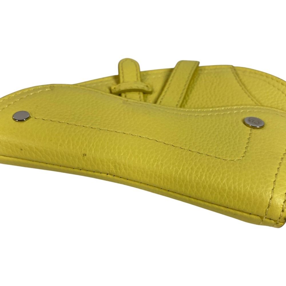 Dior Pouch Saddle CD Logo Charm Leather Yellow — view 3