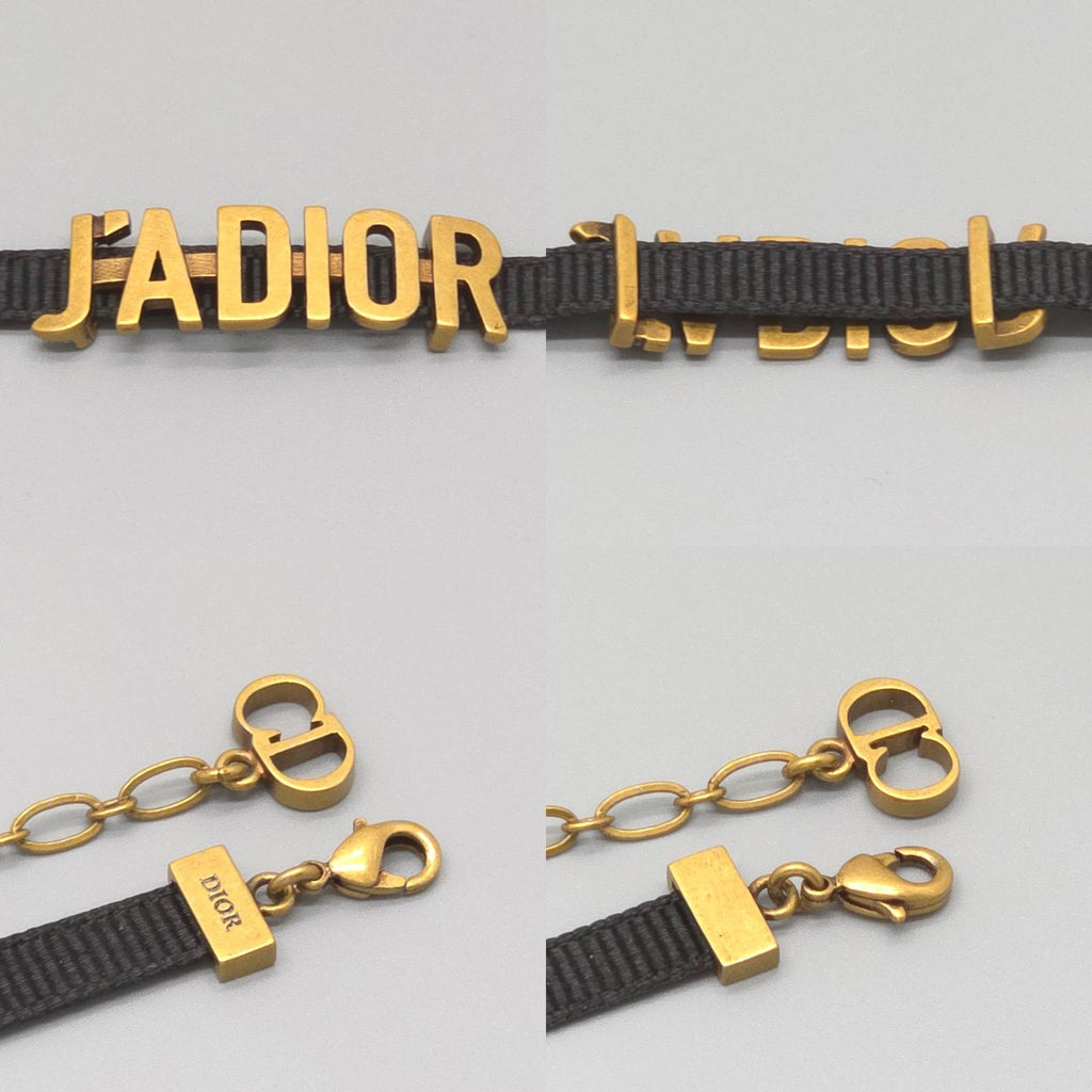 Dior J'adior Logo Choker Necklace 29 35.5 cm Gold — view 5