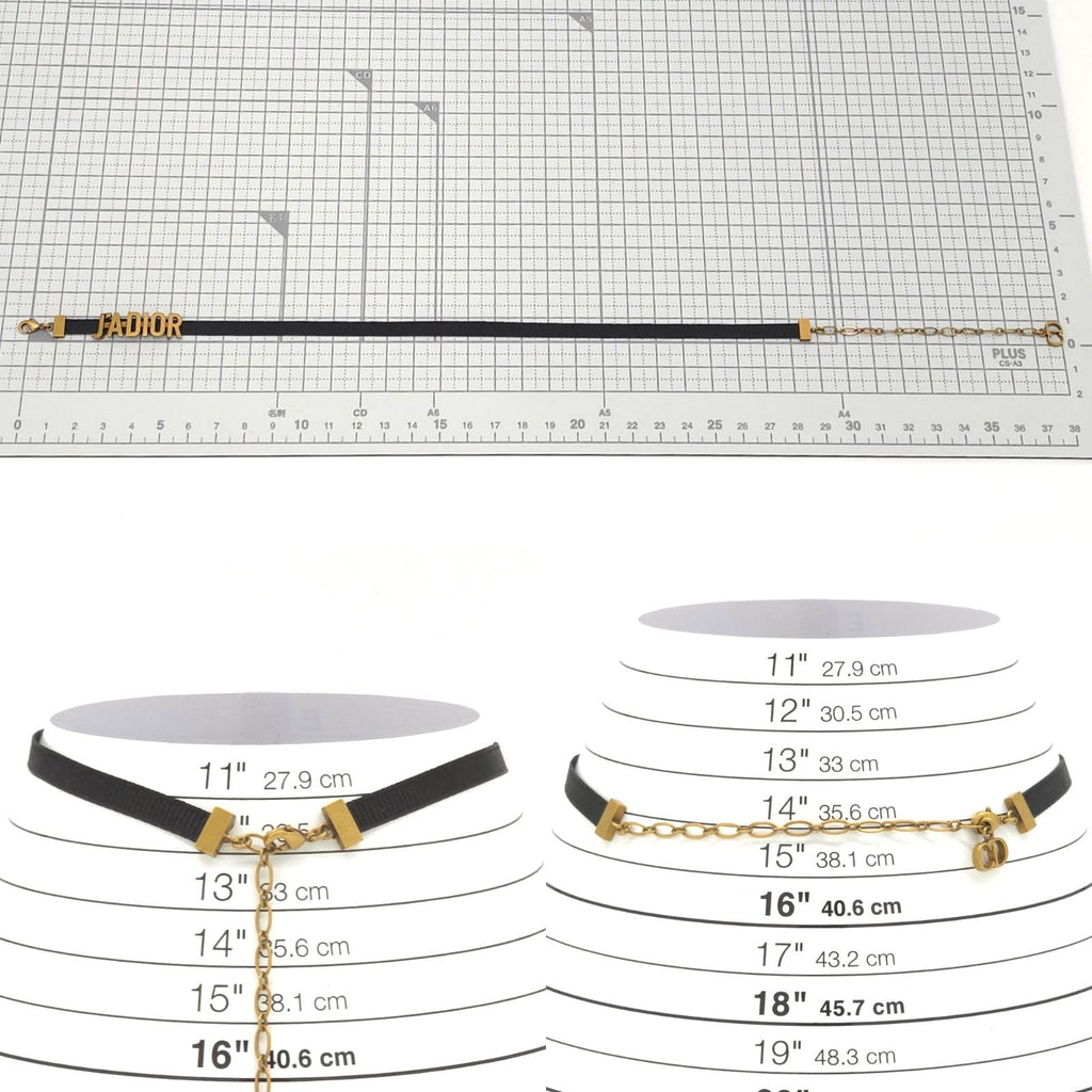 Dior J'adior Logo Choker Necklace 29 35.5 cm Gold — view 7