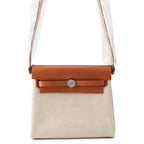 Hermes Shoulder Bag Herbag Zip Mini Ecru Fauve Silver Toile Ash Vache Hunter