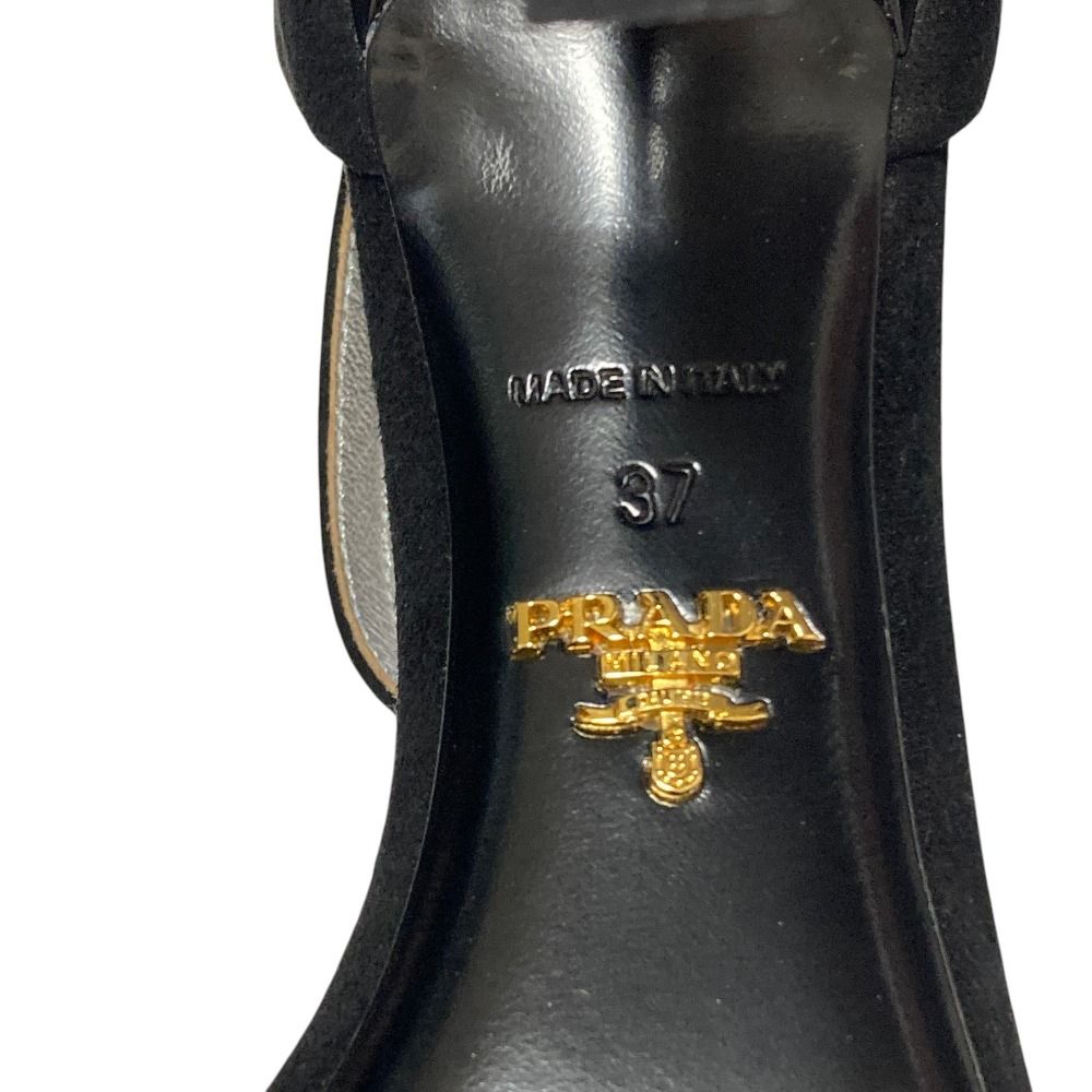 Prada Crystal Heels Ankle Strap Sandals 37 Black — view 6