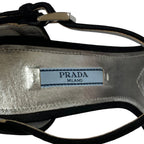 Prada Crystal Heels Ankle Strap Sandals 37 Black — view 5