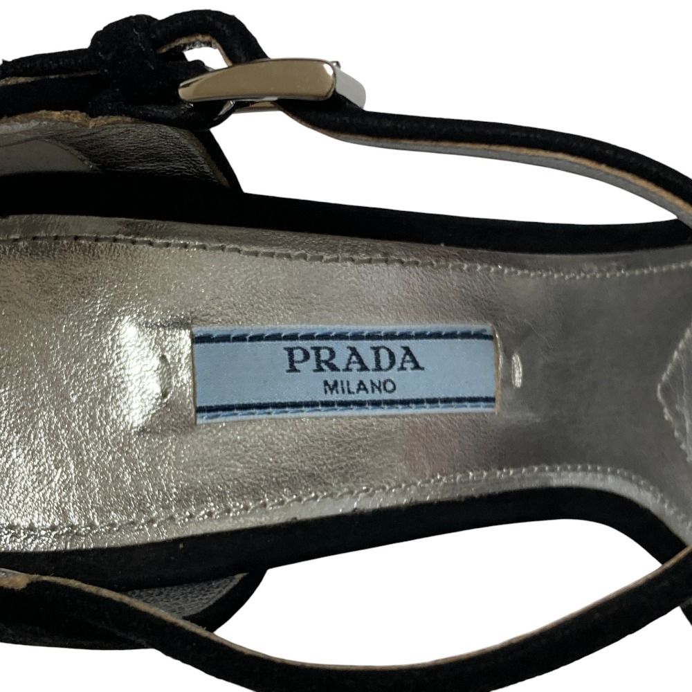 Prada Crystal Heels Ankle Strap Sandals 37 Black — view 5