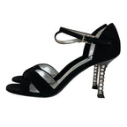 Prada Crystal Heels Ankle Strap Sandals 37 Black — view 2