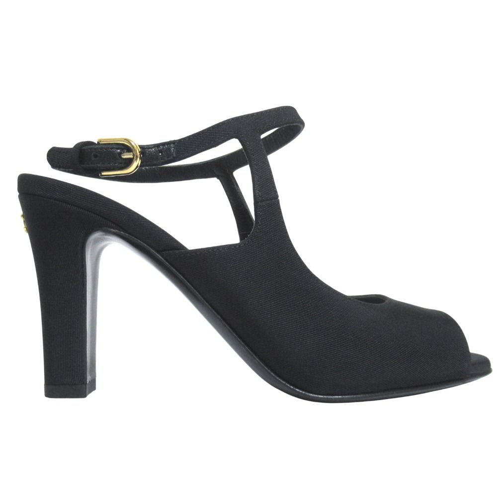 Chanel CC Logo Ankle Strap High Sandals 35c Black — view 2