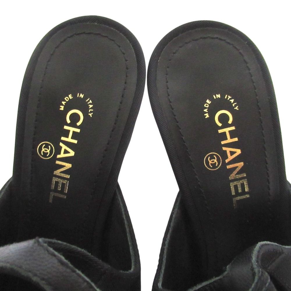 Chanel CC Logo Ankle Strap High Sandals 35c Black — view 6