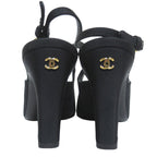 Chanel CC Logo Ankle Strap High Sandals 35c Black — view 4