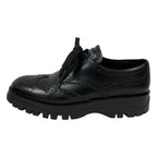 Prada Calf Leather Wingtip Medallion Shoes Dress 37 Black — view 3