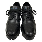 Prada Calf Leather Wingtip Medallion Shoes Dress 37 Black — view 2