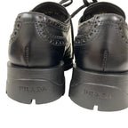 Prada Calf Leather Wingtip Medallion Shoes Dress 37 Black — view 7