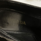 Prada Calf Leather Wingtip Medallion Shoes Dress 37 Black — view 8
