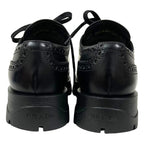 Prada Calf Leather Wingtip Medallion Shoes Dress 37 Black — view 5
