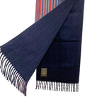 Louis Vuitton Striped Pattern Double Face Cashmere Wool Fringe Scarf Navy — view 6