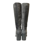 Chanel CC Logo Suede Leather Long Boots 36 Gray — view 3