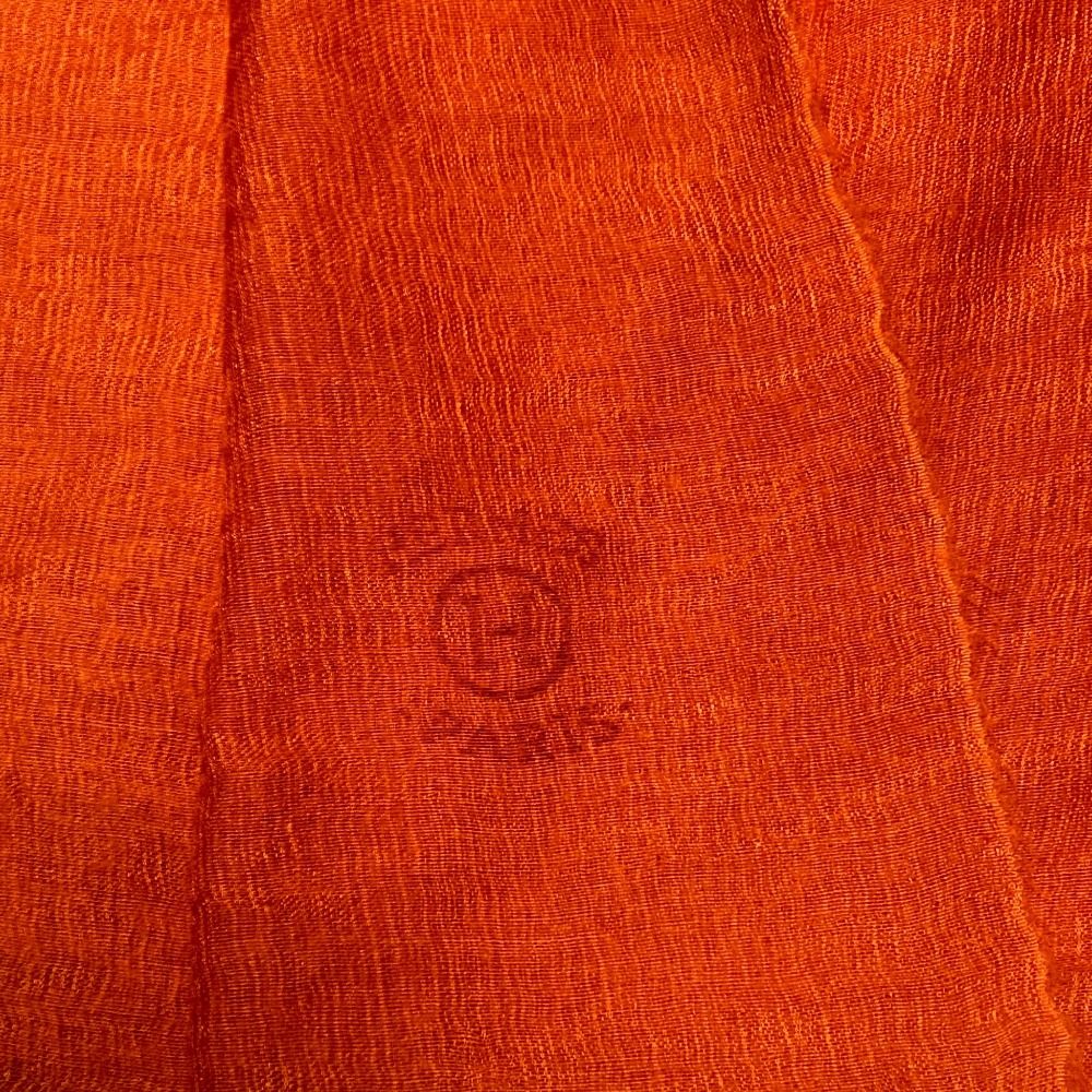 Hermes Cashmere Silk Shawl Orange Scarf — view 2