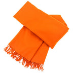 Hermes Cashmere Wool Fringe Large Shawl Scarf Orange