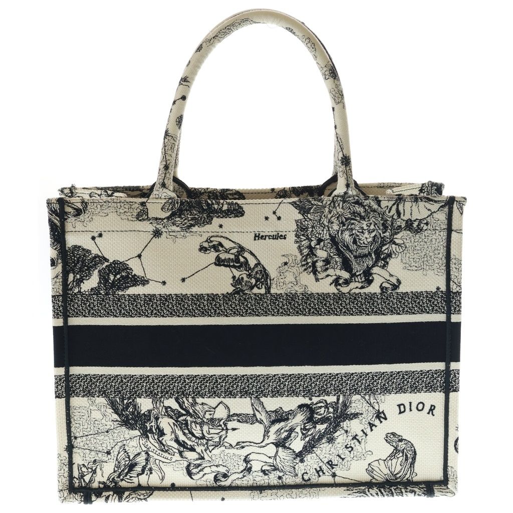 Dior Book Tote Zodiac Embroidery Ivory Black Canvas — view 2