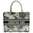 Dior Book Tote Zodiac Embroidery Ivory Black Canvas