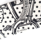 Hermes Twill Eperon D' or Yellow Gold Spurs Scarf White Navy — view 6