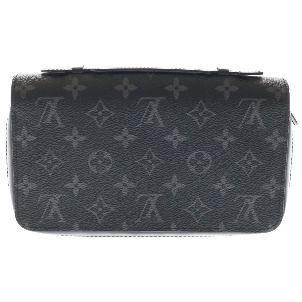 Louis Vuitton Monogram Eclipse Zippy XL Wallet Card Case Black Leather Silver — view 2