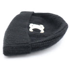 Celine Triomphe Logo Cashmere Knit Cap Hat Black — view 3