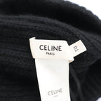 Celine Triomphe Logo Cashmere Knit Cap Hat Black — view 7