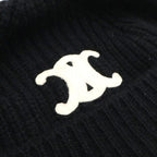 Celine Triomphe Logo Cashmere Knit Cap Hat Black — view 5