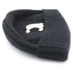 Celine Triomphe Logo Cashmere Knit Cap Hat Black — view 4