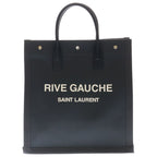 Saint Laurent Paris North South Tote Black Canvas Leather Silver
