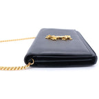 Saint Laurent Paris Star Logo Chain Shoulder Wallet Bag Black Leather Gold — view 3