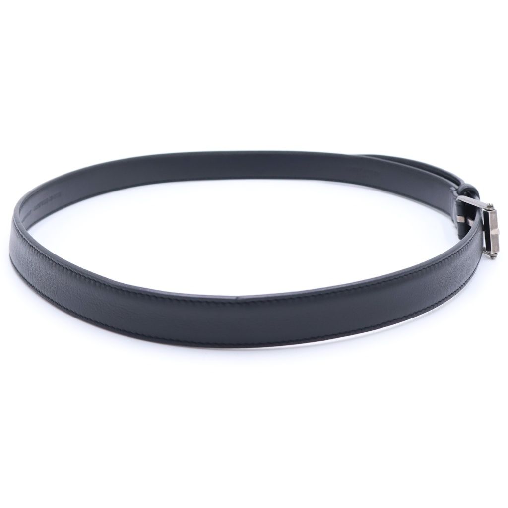 Saint Laurent Paris Square Frame Leather Belt Black Silver — view 3