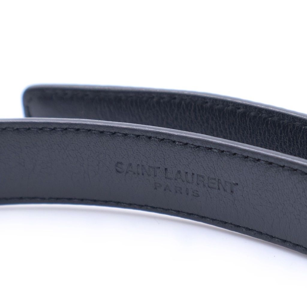 Saint Laurent Paris Square Frame Leather Belt Black Silver — view 6