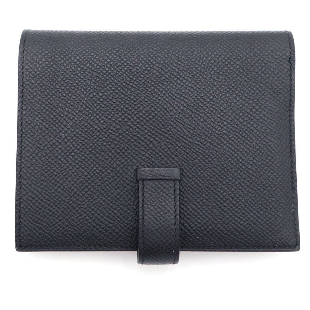 Hermes Bearn Compact Leather Wallet Bifold Gold Black — view 2