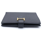 Hermes Bearn Compact Leather Wallet Bifold Gold Black — view 5