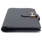 Hermes Bearn Compact Leather Wallet Bifold Gold Black — view 3
