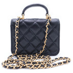 Chanel CC Logo Quilted Lambskin Coin Purse Top Handle Chain Shoulder — view 2