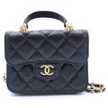 Chanel CC Logo Quilted Lambskin Coin Purse Top Handle Chain Shoulder
